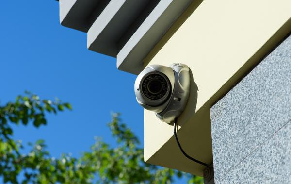 A Business Security System Outside of a Commercial Building in Alpharetta, GA